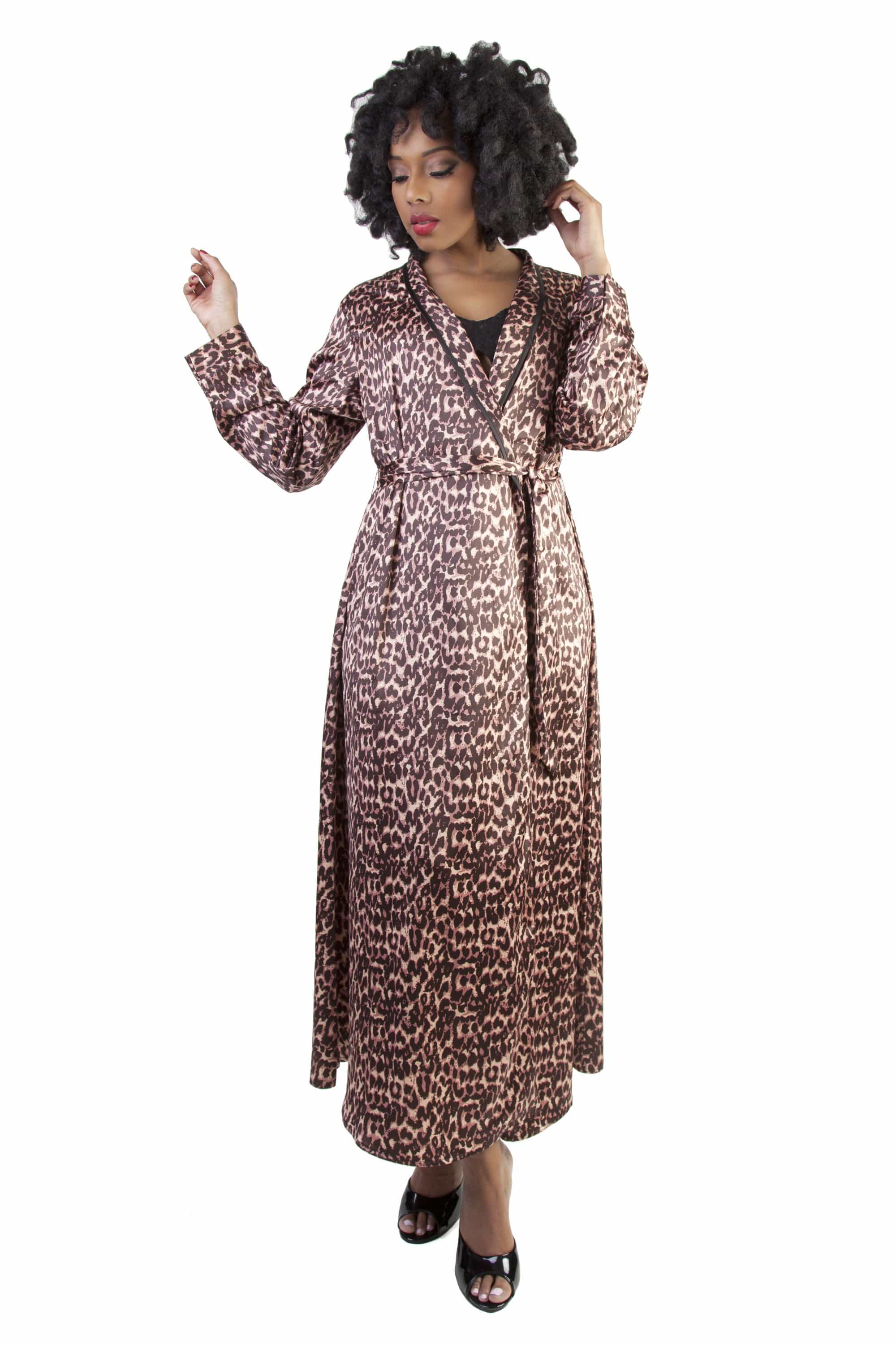Leopard Print Satin Robe