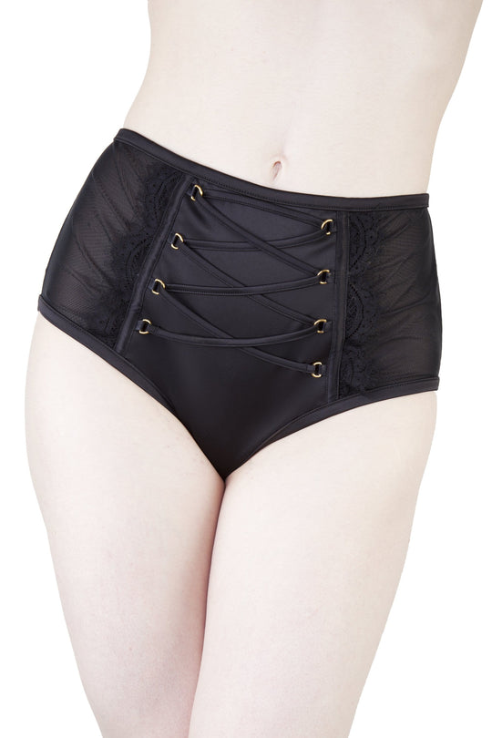 Bernadette Black Corset Front High Waist Brief