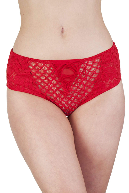 Toyen Red Mesh & Lace HW Corset Brief