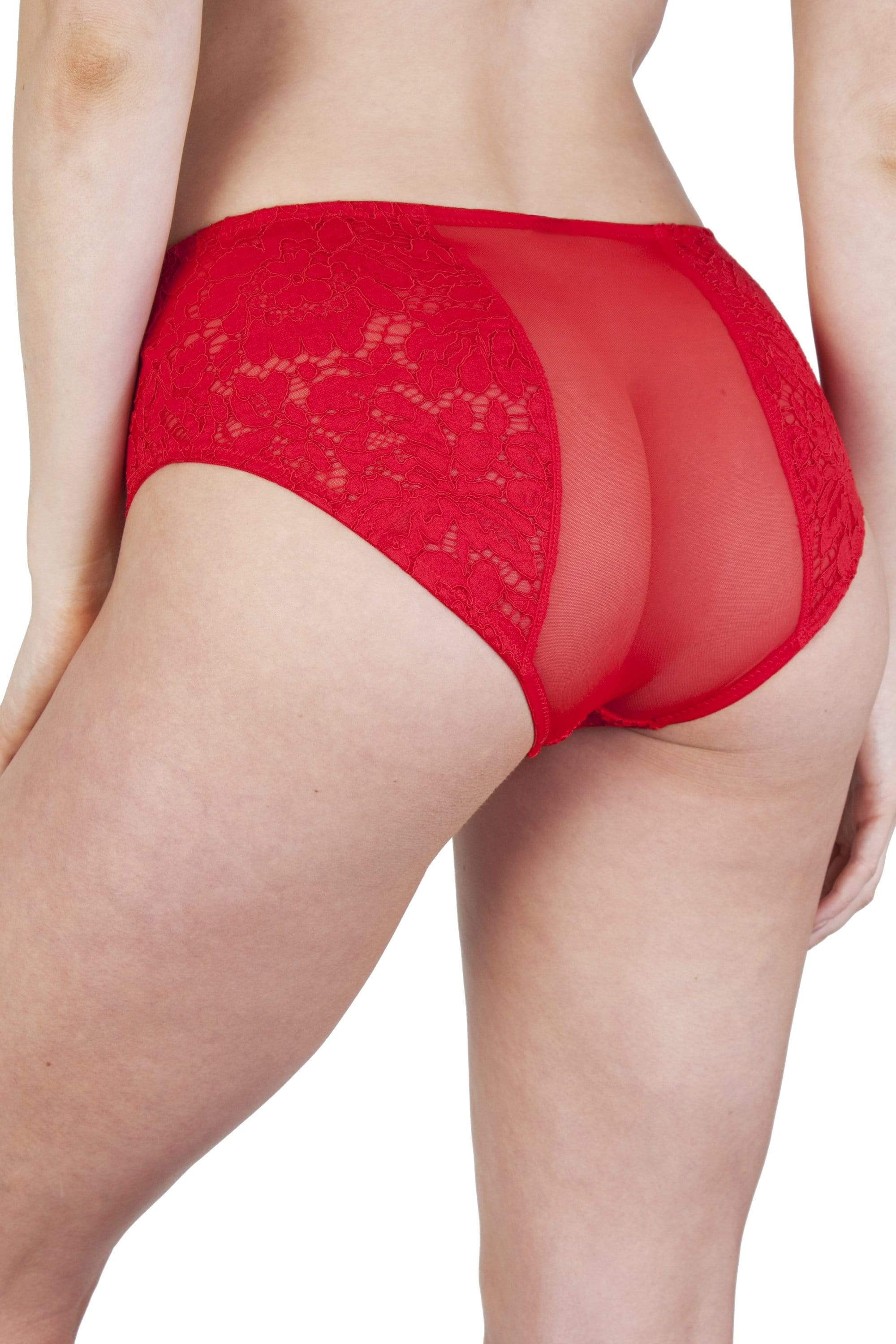 Toyen Red Mesh & Lace HW Corset Brief