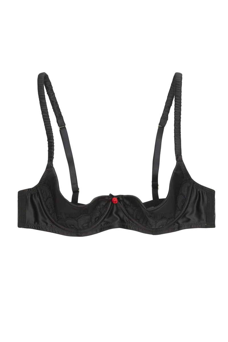 Marlene Black 1/4 Cup bra with Lace DD/E - I Cups – Playful Promises USA