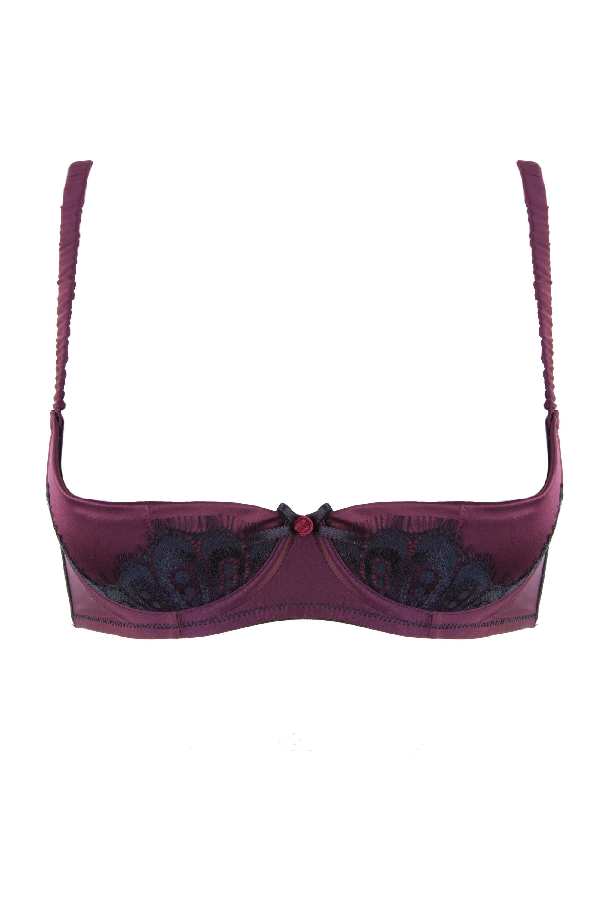 Marlene Wine 1/4 Cup Bra with Lace Curve