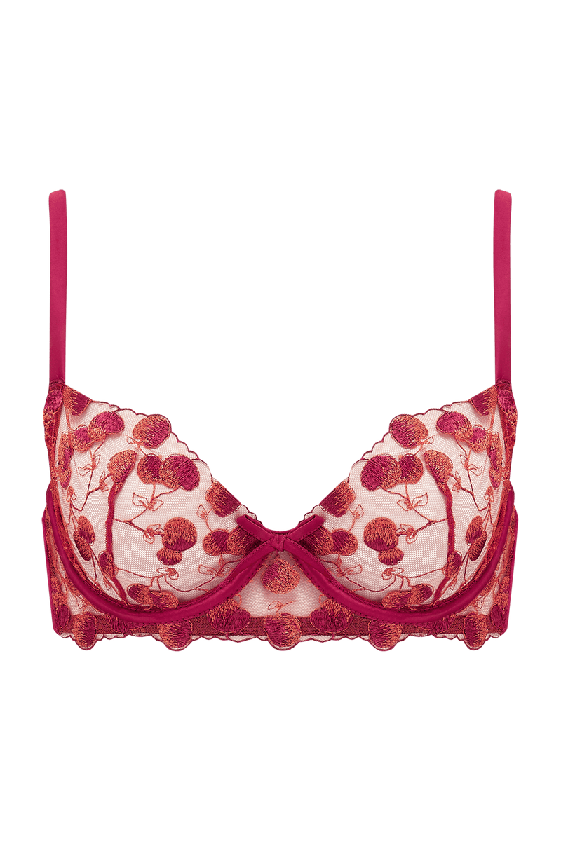 Black Pink Blush lace underwire push-up Bra- satin bow detail - Size 30B
