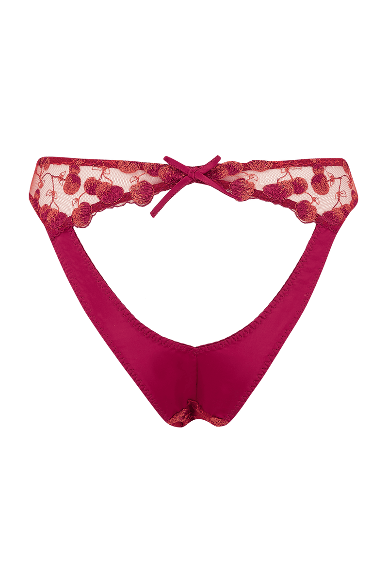 Naomi Cherry Embroidered Peep Back Brief