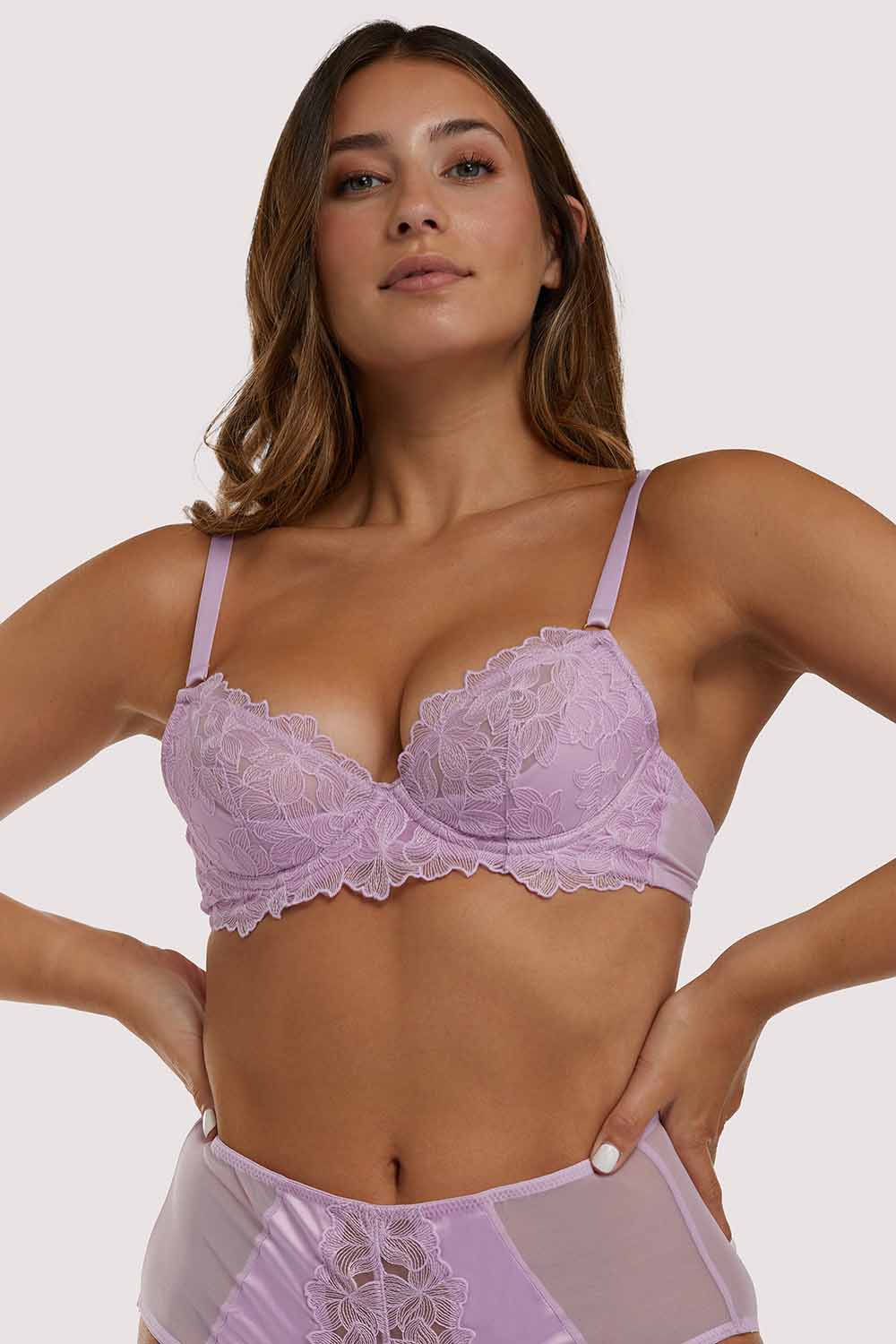 SBYOJLPB The Summer I Turned Pretty Woman'S Embroidered Glossy Comfortable  Breathable Bra Underwear No Rims (Purple)