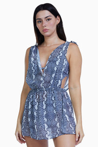 Luxe Palm Beach Snake Print Split Dress