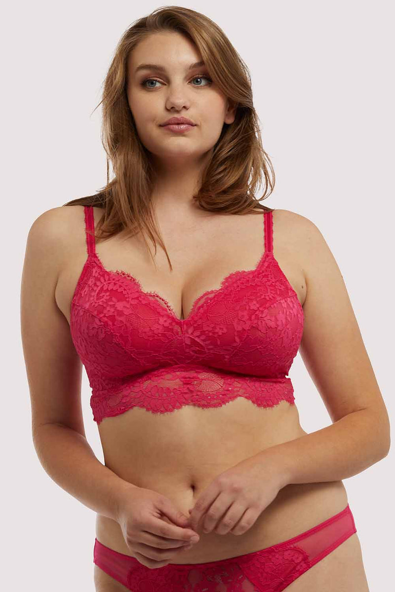 OLGA WARNERS Lace Detail Red Underwire Soft Cup Bra 38D 40C 40D