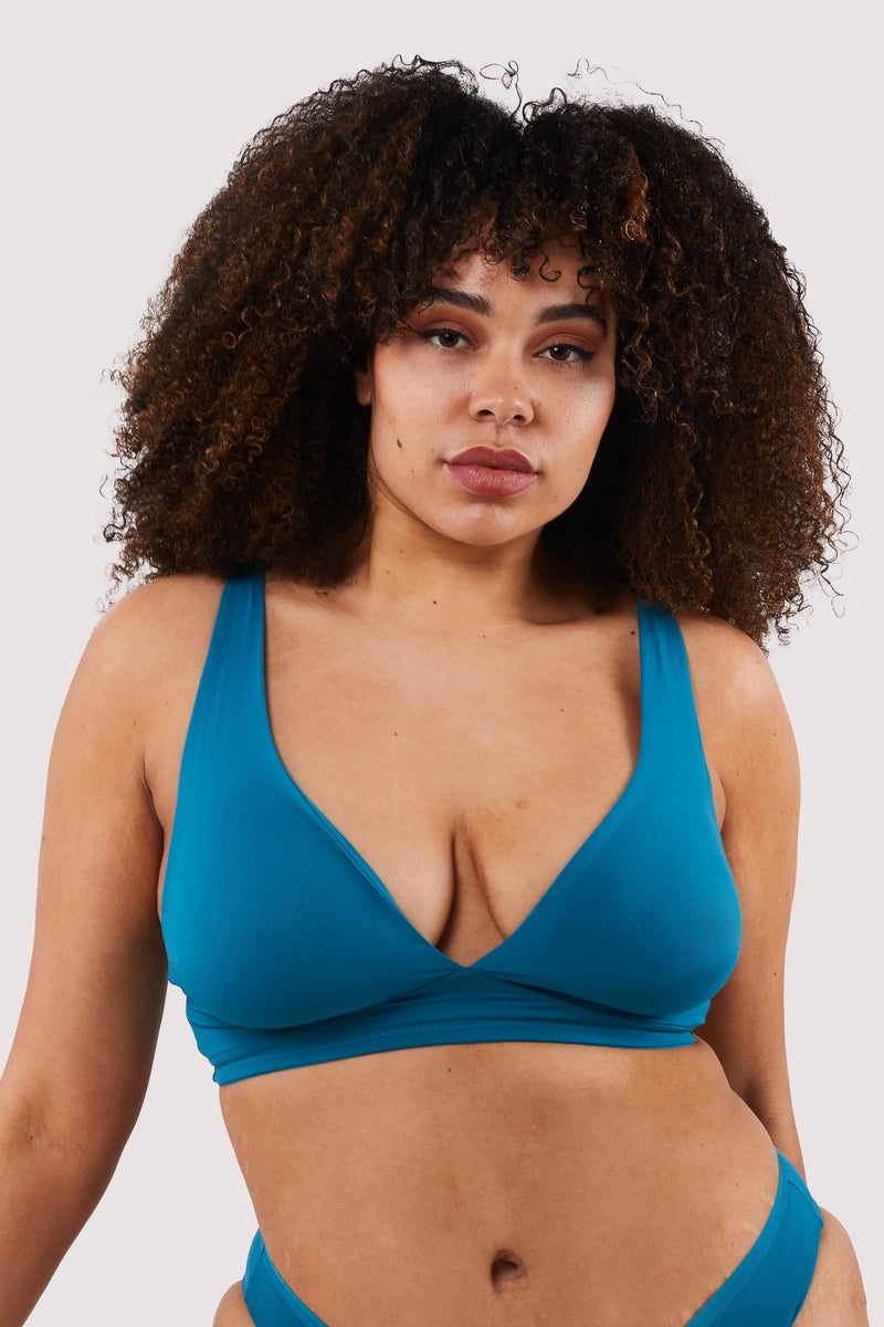 Second Skin Teal Recycled Triangle Bra