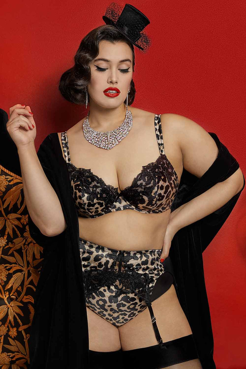Millicent Leopard Curve Suspender Belt Playful Promises USA Millicent Leopard Curve Suspender Belt Playful Promises USA