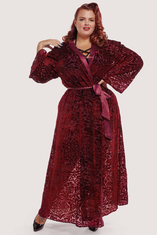 FFFB Wine Devore Gown Curve