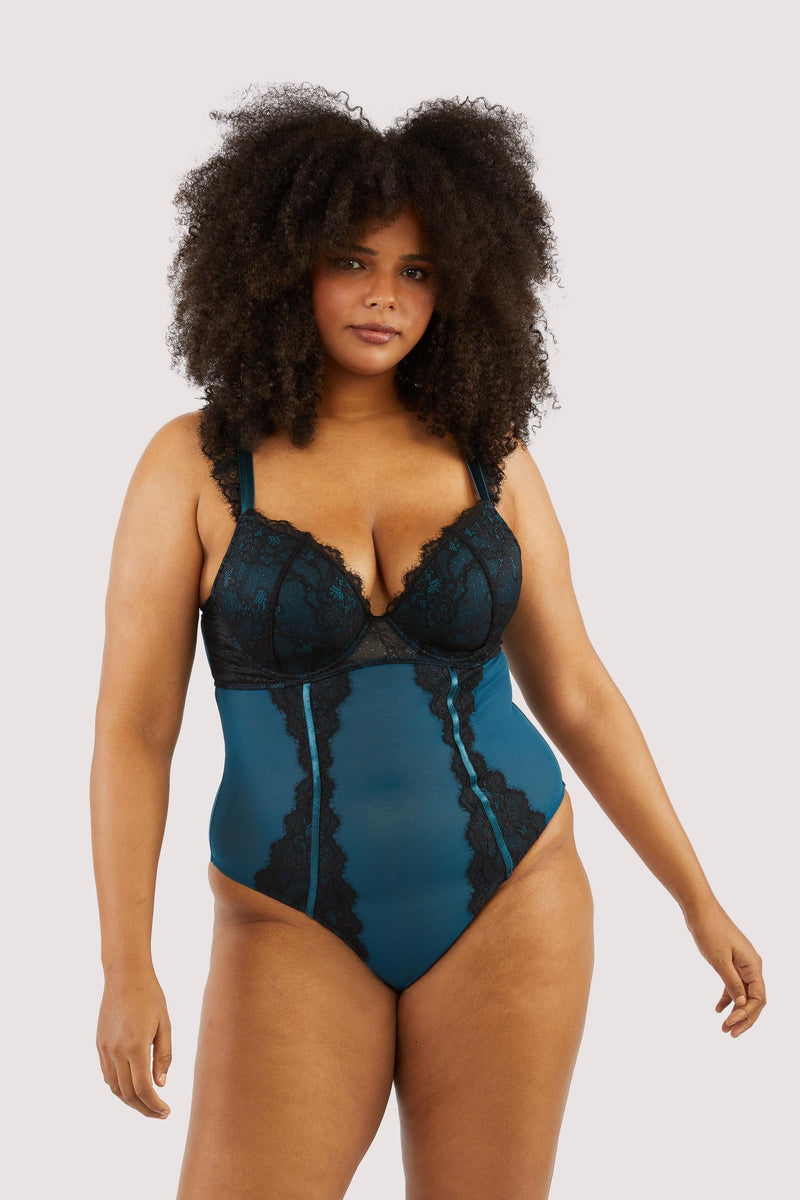 Persephone Teal and Black Wired Lace Body – Playful Promises USA