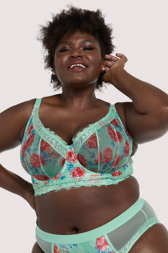 Felicity Hayward Sabey Mint Floral Longline Curve Bra