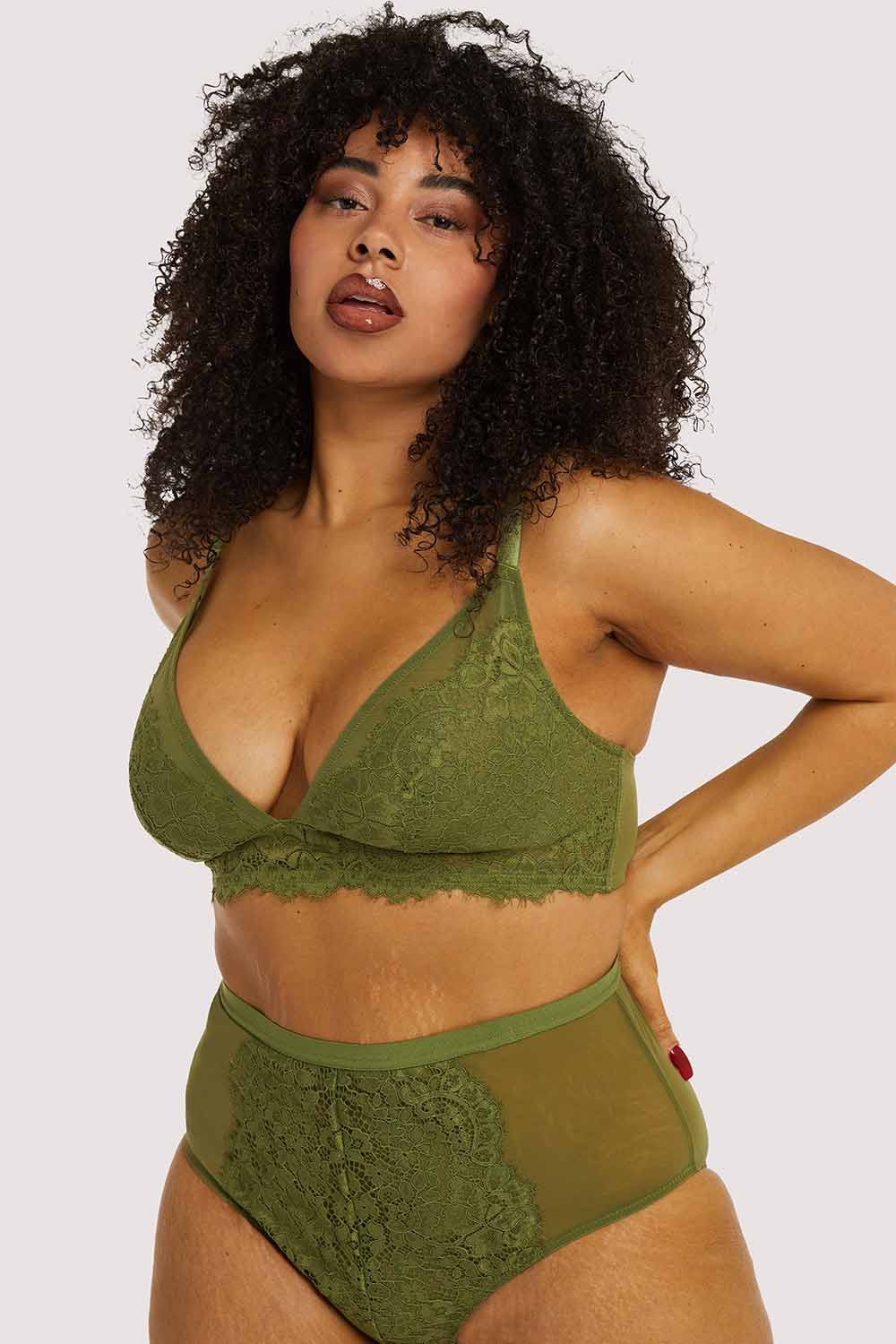 Buy BYGROW Green Solid Cotton Blend Bra and Panty Set (Size 38