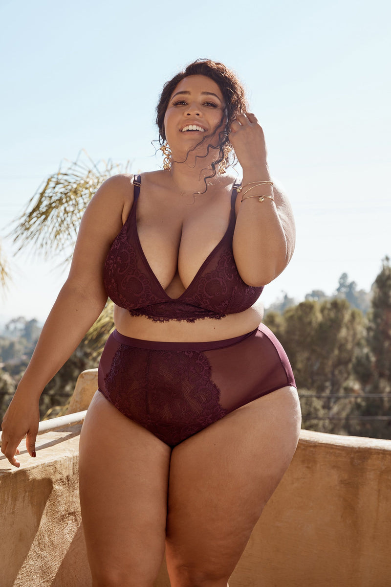 Bella Aubergine Lace High Waist Brief