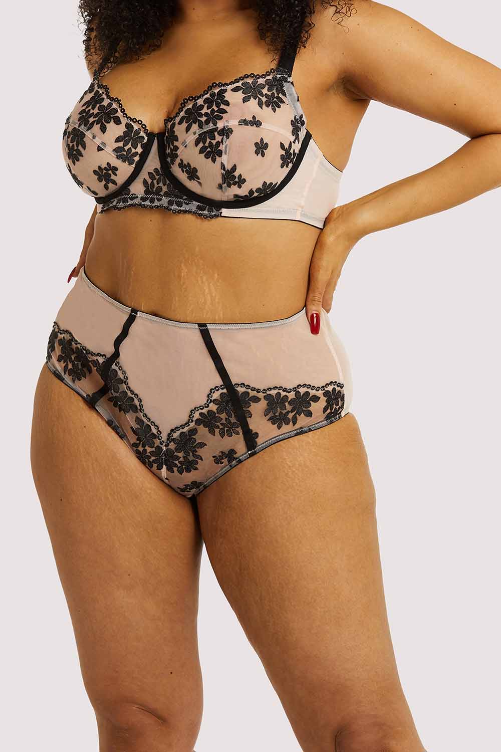 The delicate and sweet Evie Underwire Bra, Garter Belt, & Thong