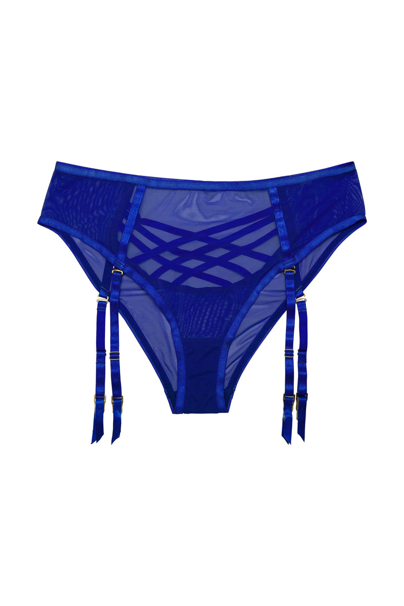 Hustler Arielle Mesh High Waist Blue Brief