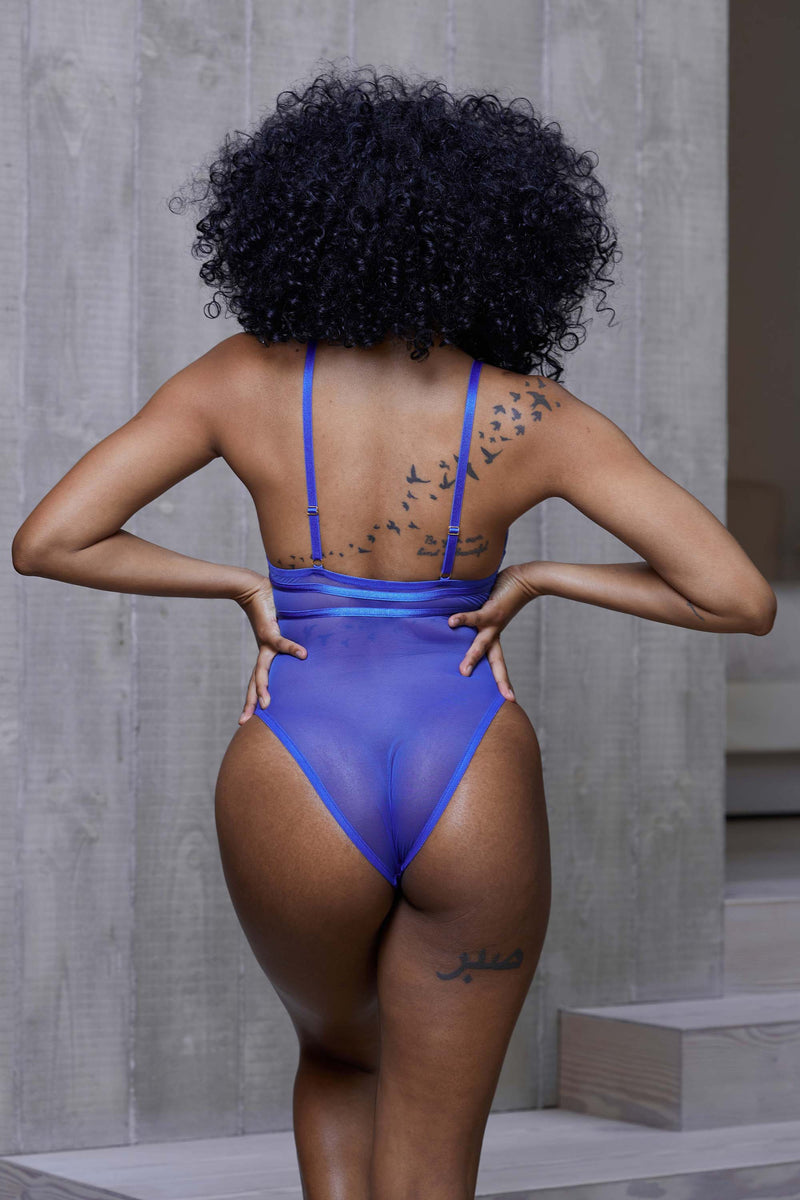 Hustler Arielle Blue Mesh Body with Strap Detail
