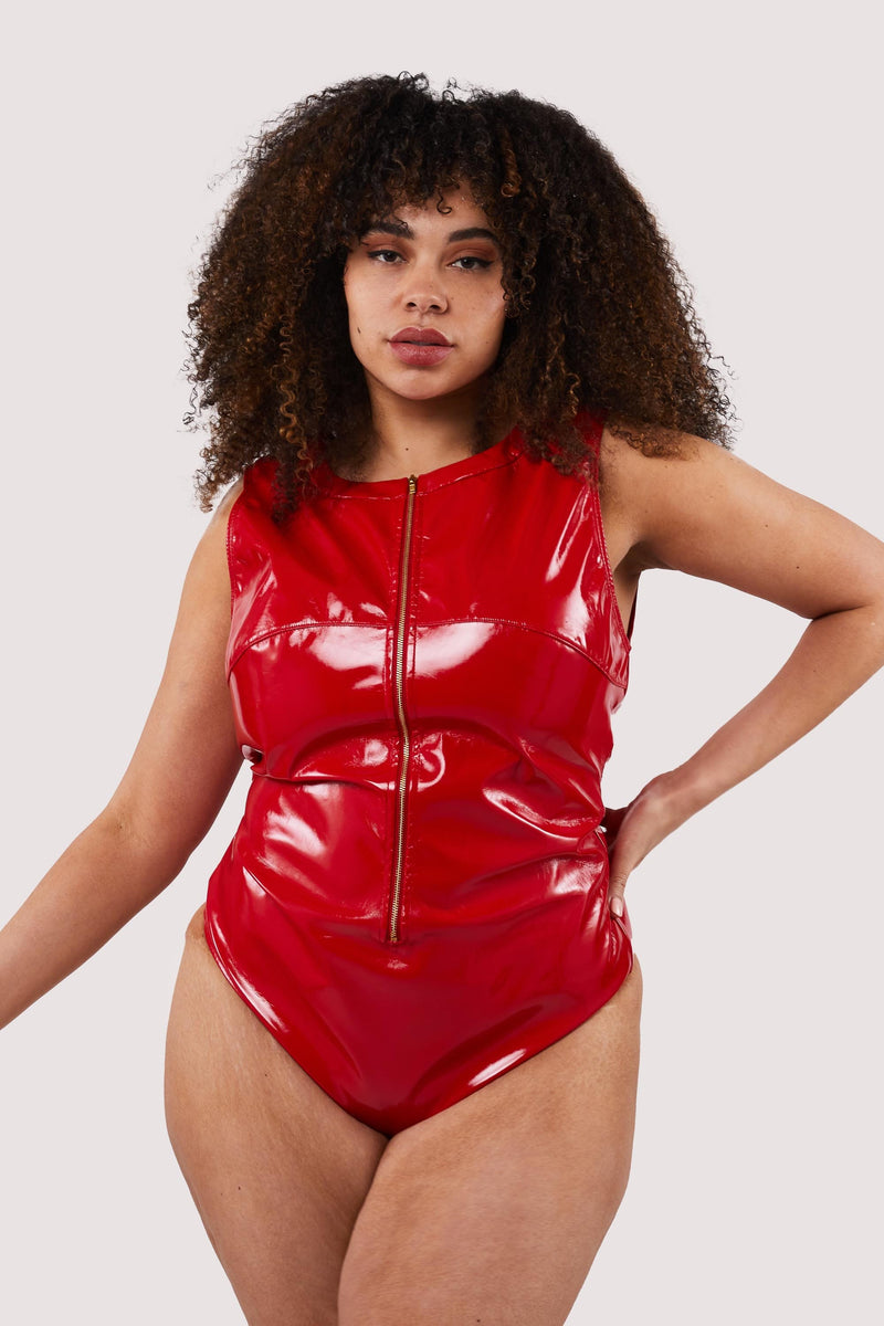 Maxine Red PVC Zip Front Body – Playful Promises USA