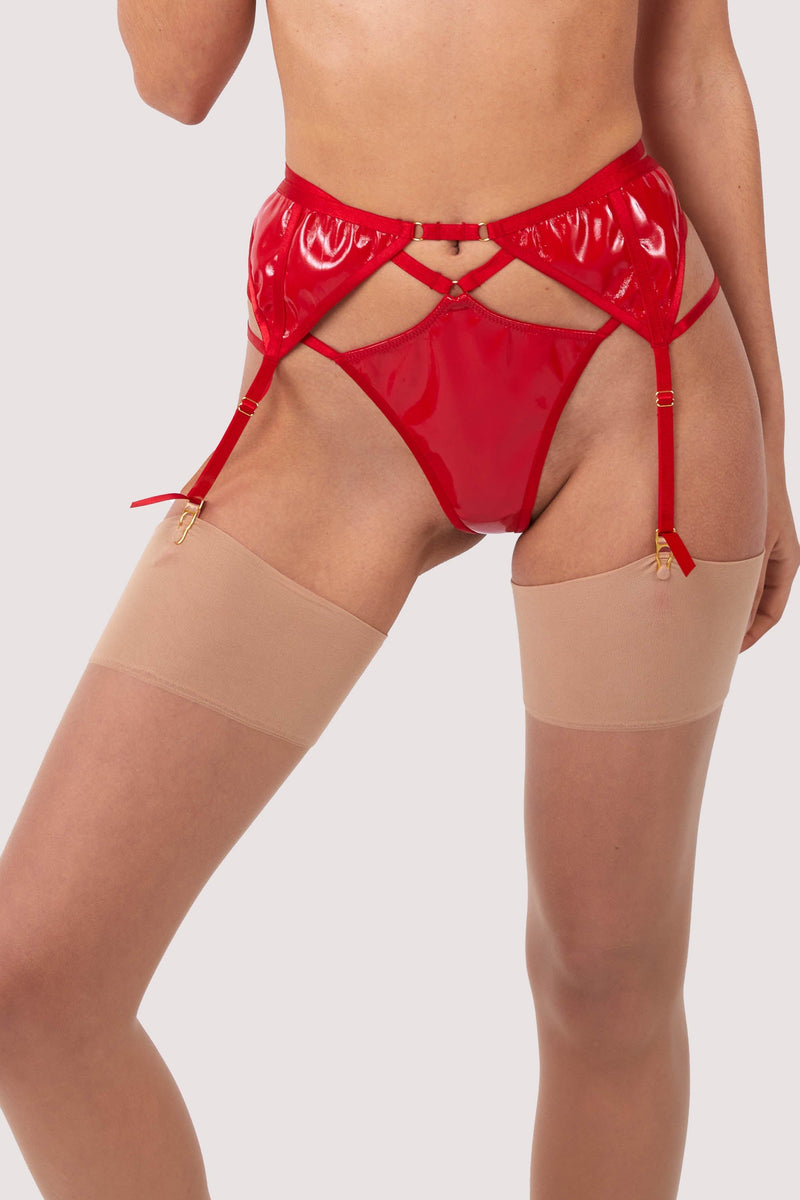 Maxine Red PVC Strap And Ring Detail Brief – Playful Promises USA