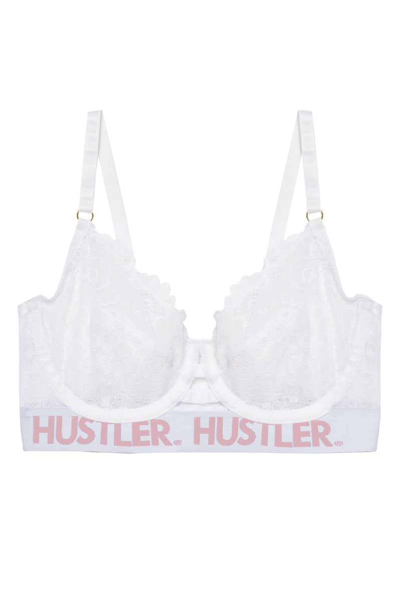Branded Lace White Bra – Playful Promises USA