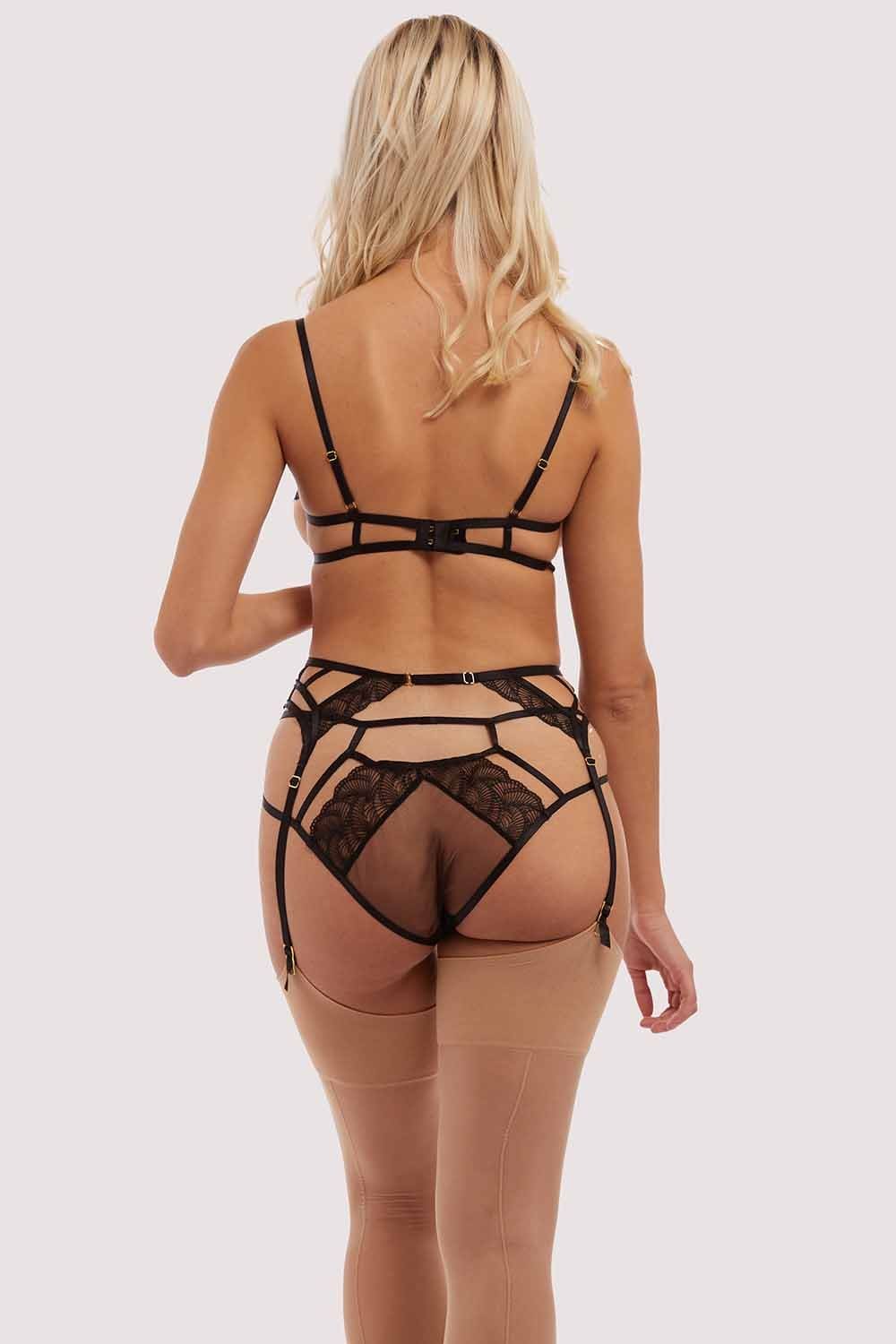 Tilly Black Caged Embroidery Suspender