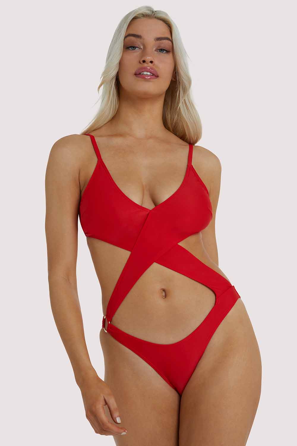 Red Wrap Cut Out Swimsuit