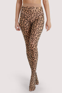 Leopard Knit Tights Light Nude/Black US 4 - 18
