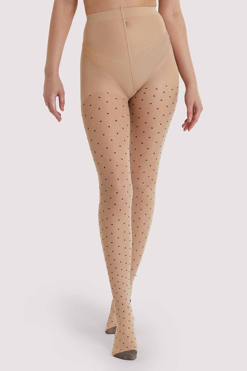 Dotty Seamed Tights With Bow Light Nude/Black US 4 - 18
