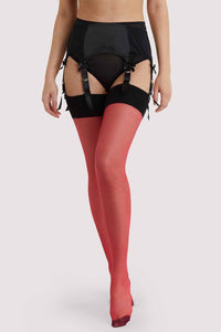 Bow Back Seamed Stockings Red US 4 - 18