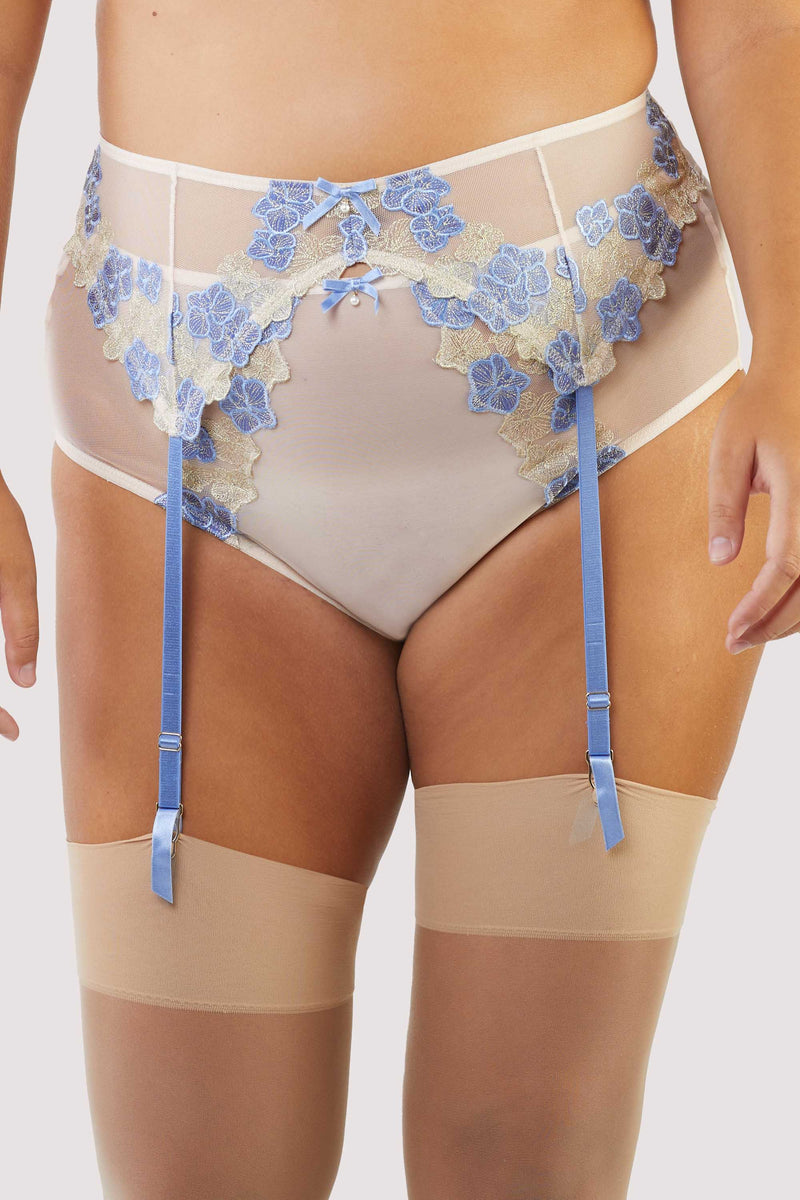 Rayne Gold And Lilac Satin Floral Embroidered Suspender Playful Promises USA Rayne Gold And Lilac Satin Floral Embroidered Suspender Playful Promises USA