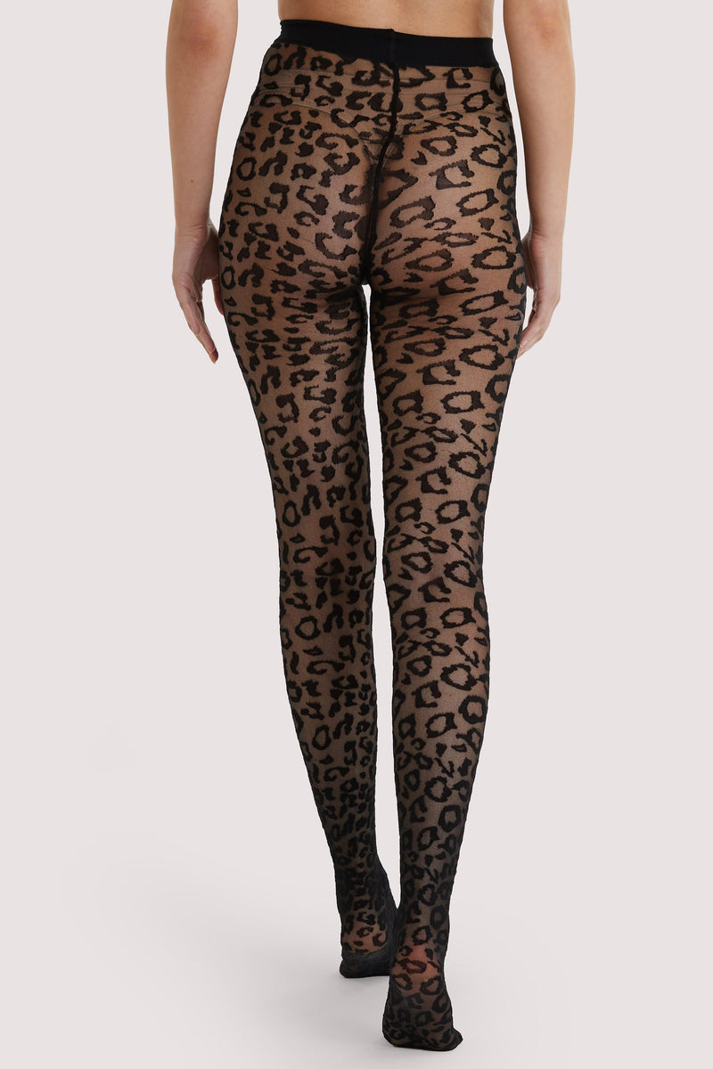 Leopard Knit Tights - Black US 4 - 18