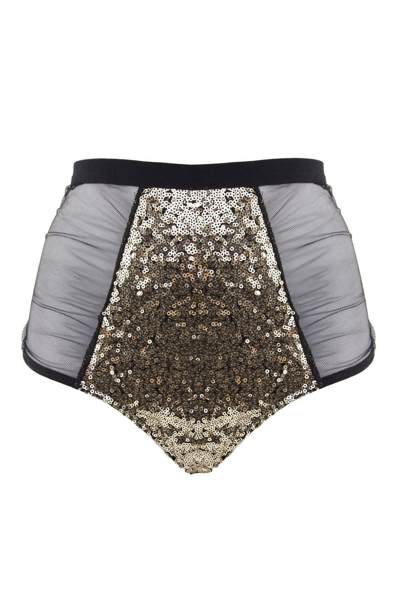 high waist gold and black sequin brief