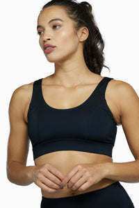 Mesh Panel High Neck Sports Bra