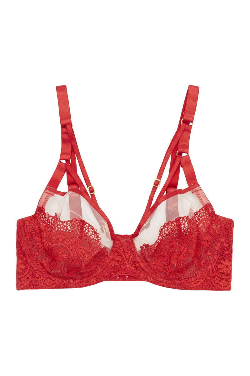 Wolf & Whistle Hollie red lace strappy bra B - G
