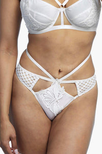Wolf & Whistle Ivory Keira Fishnet Applique Strappy Thong