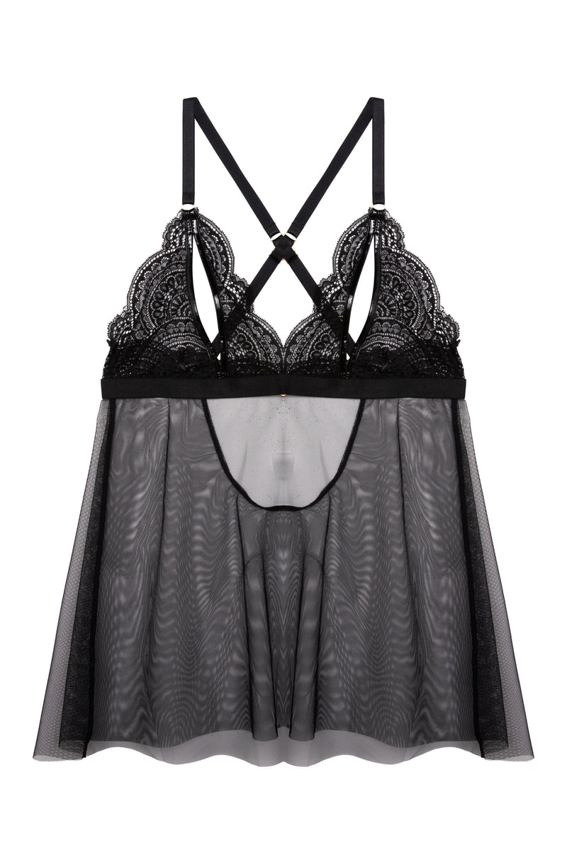 Shay Black Lace Triangle Peep Babydoll