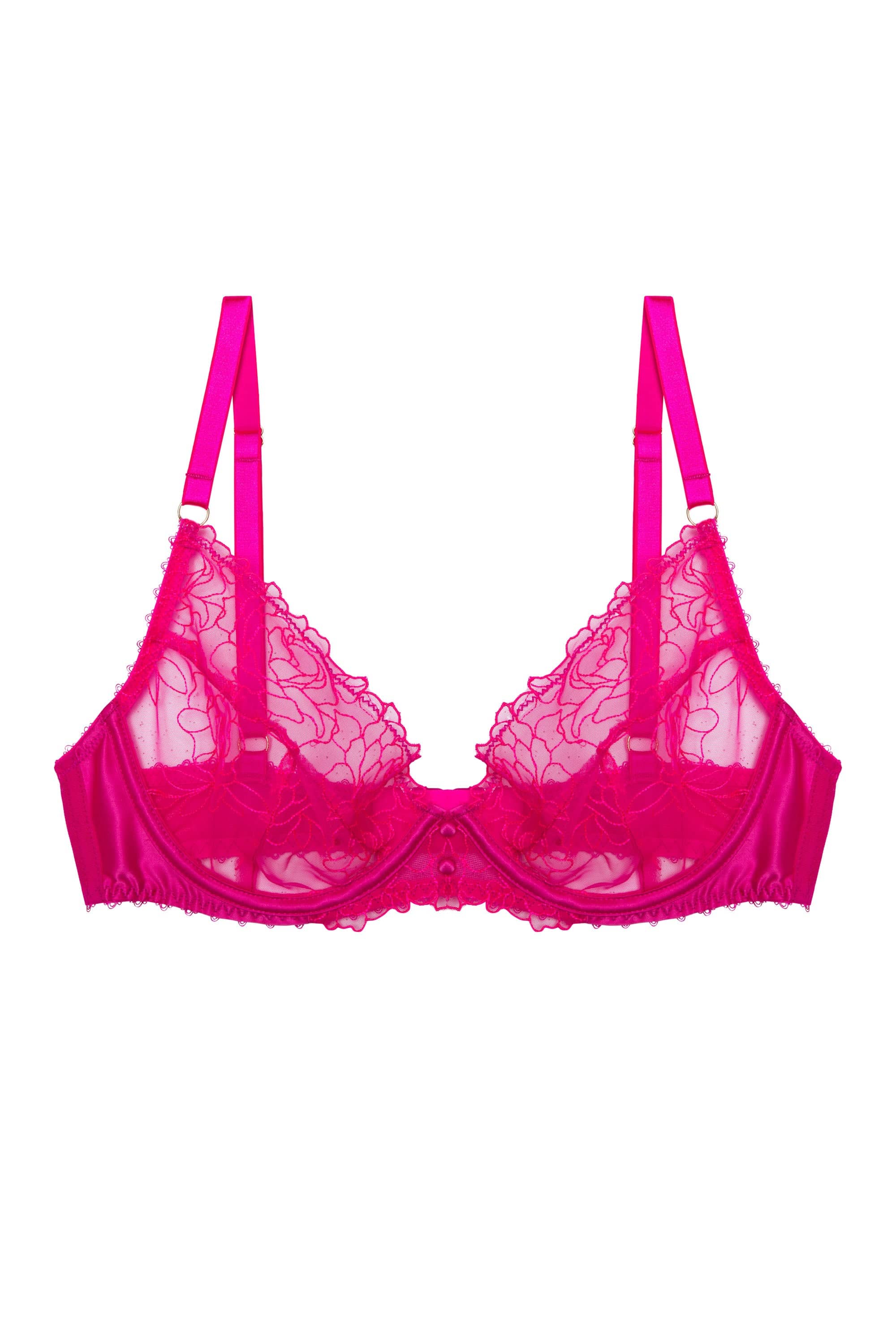 ASOS DESIGN Frankie neon lace moulded bra in neon pink