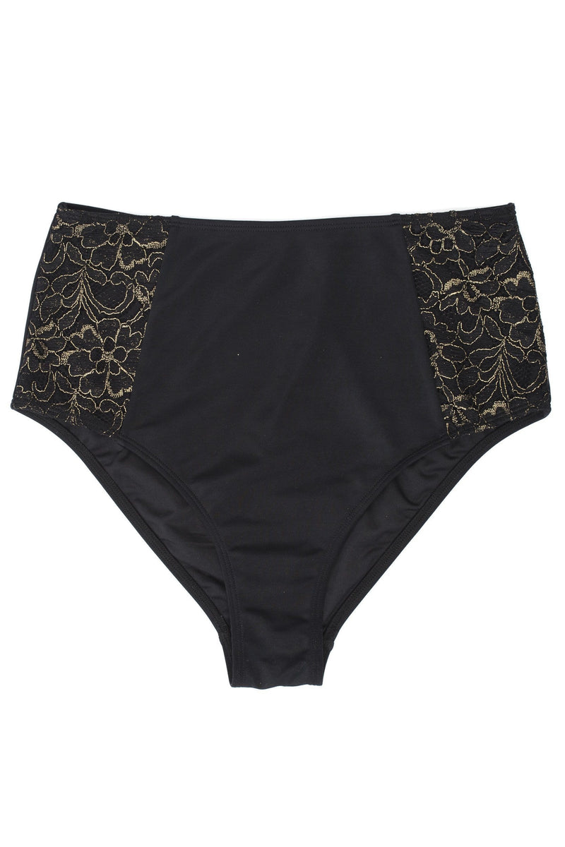 wolf & whistle gold lace high waist bikini brief