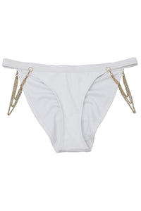 Wolf & Whistle Goldie white hipster brief with removable chain