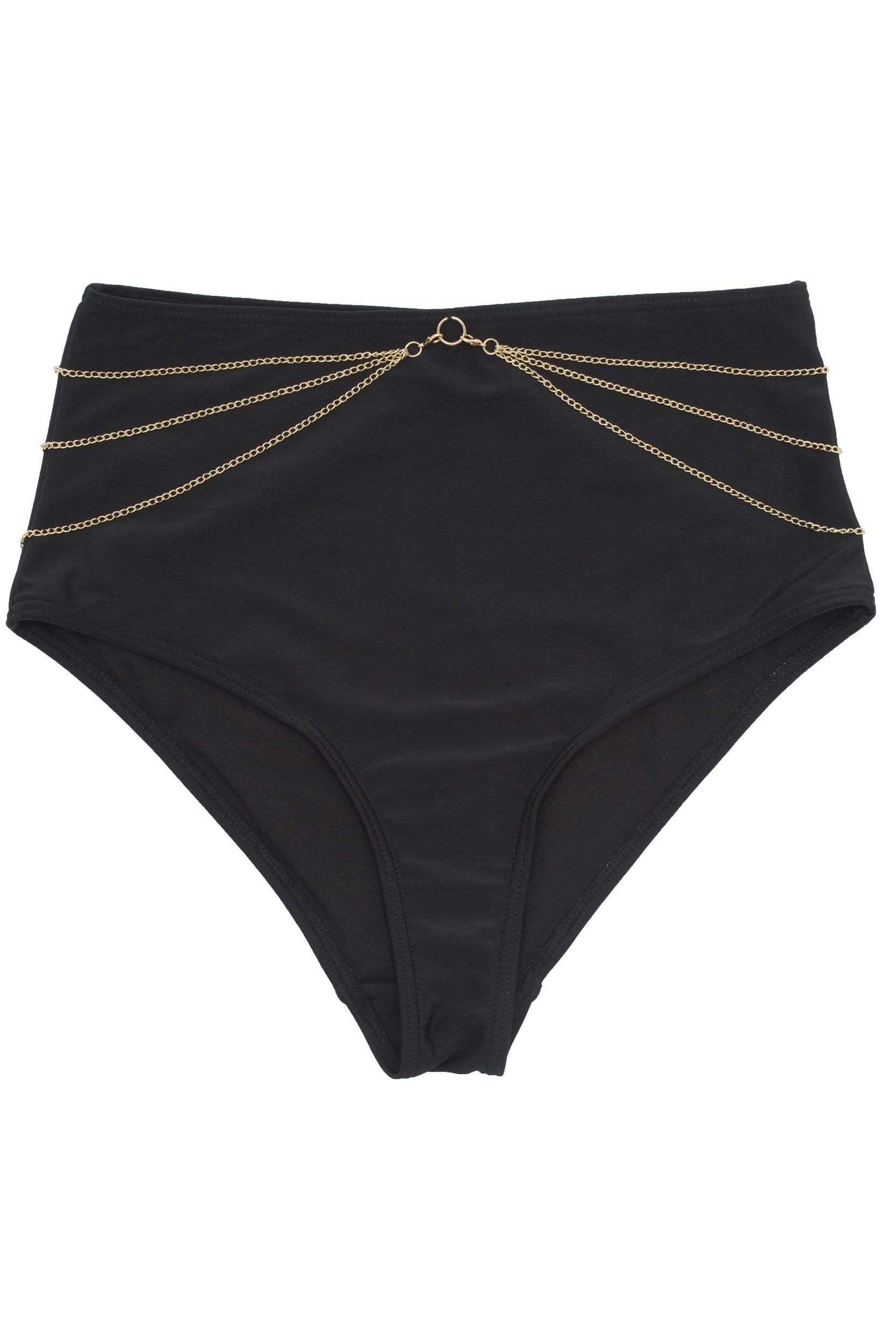 Goldie black high waist brief with removable chain