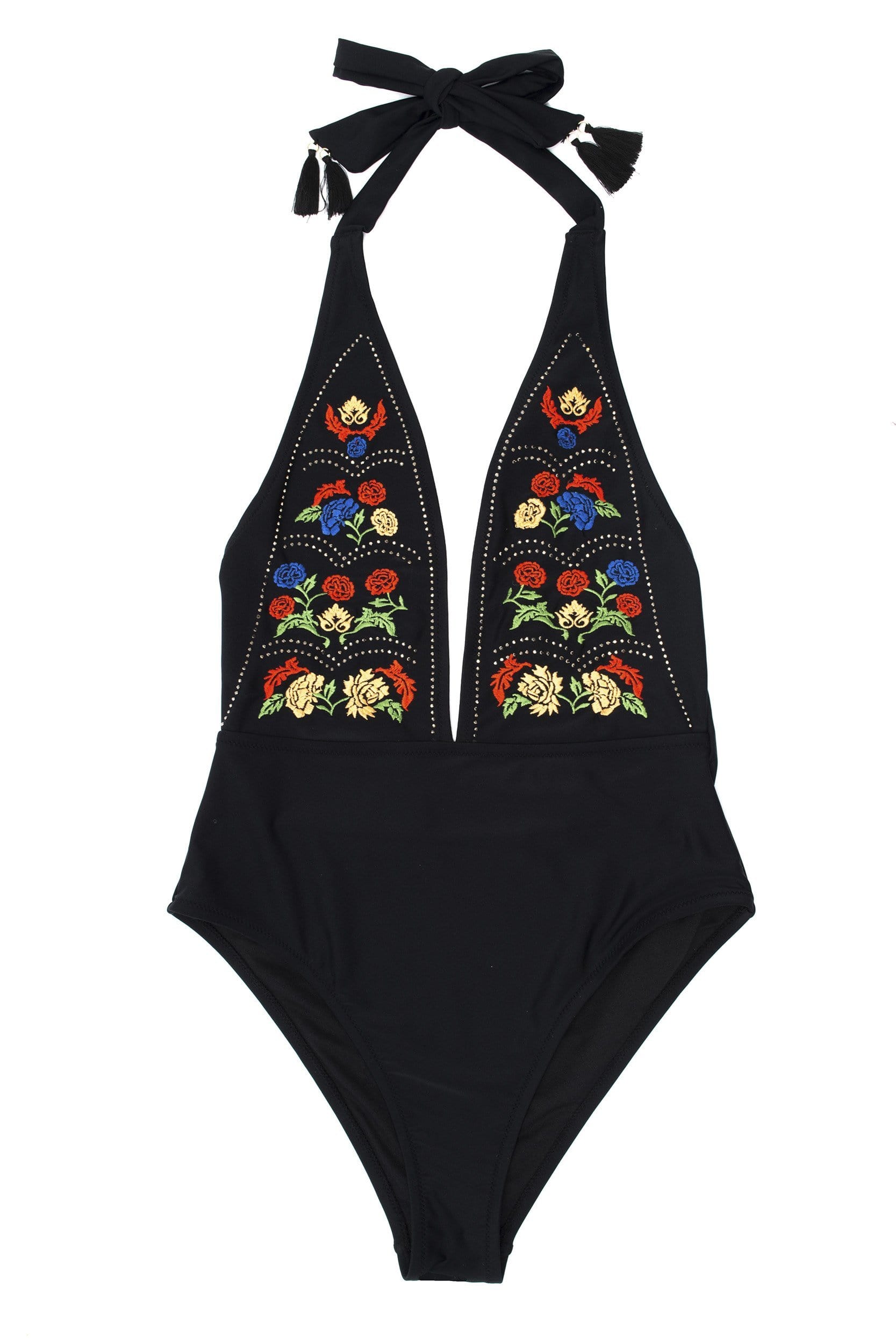 Wolf & Whistle Mayla Embroidered Plunge Swimsuit