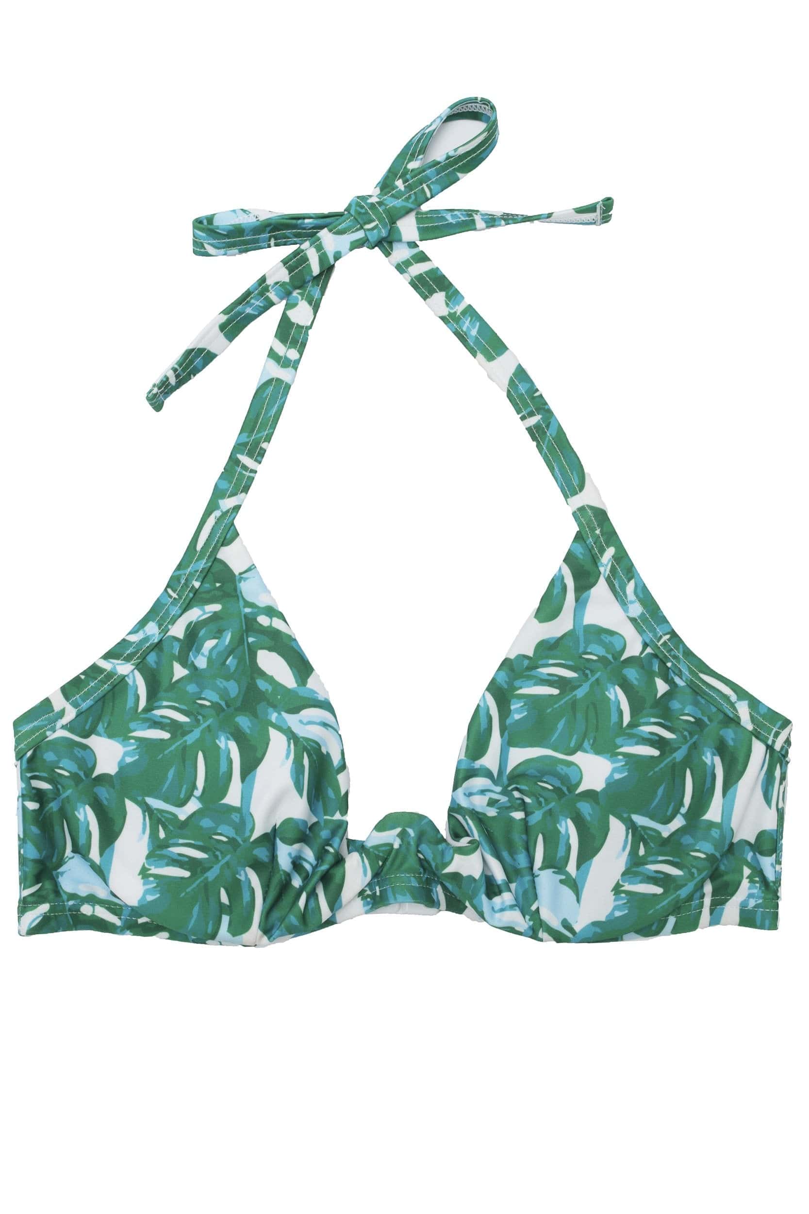 Wolf & Whistle Loha Green Palm underwired Bikini Top
