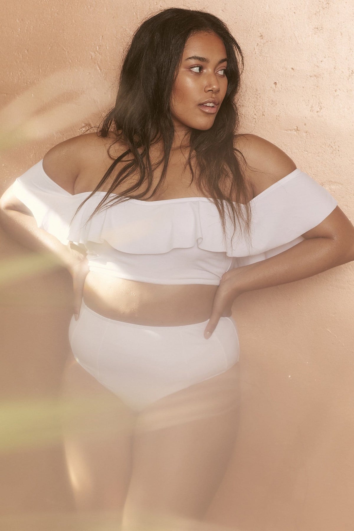 Plus size white bardot top cheap