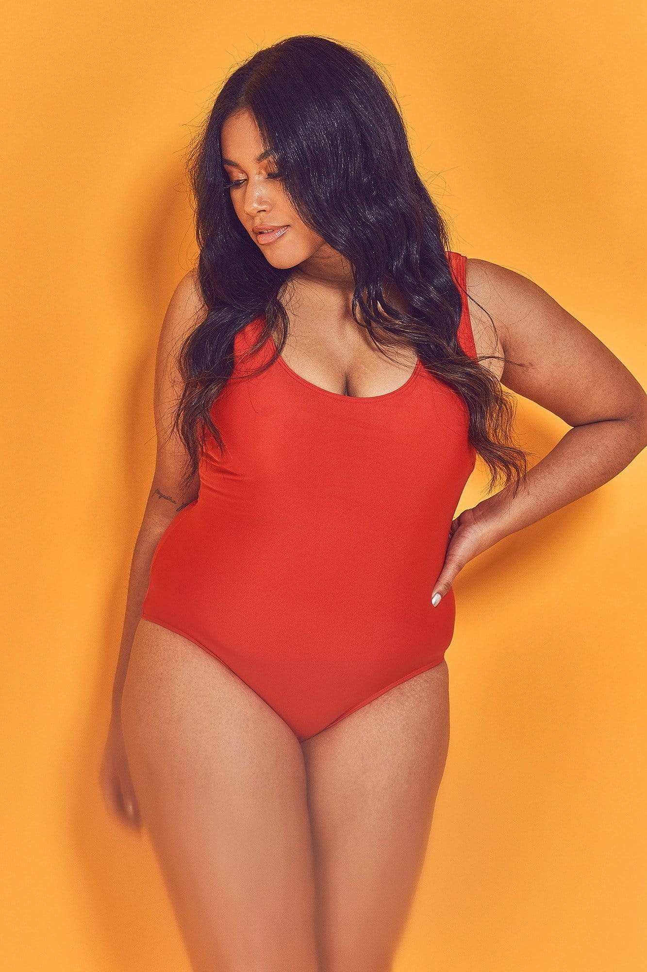 Halley Red Scoop Swimsuit Curve