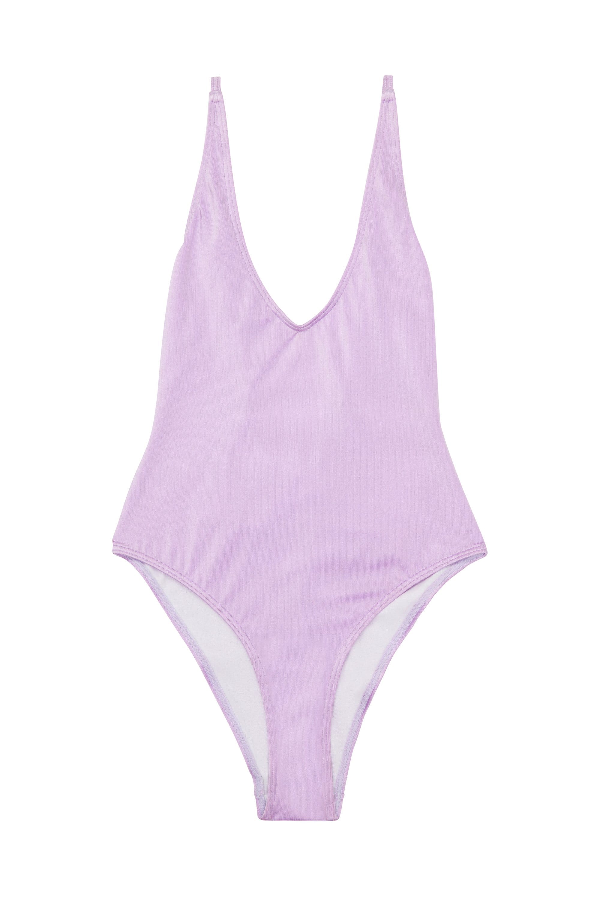 High shine low back swimsuit lilac – Playful Promises USA