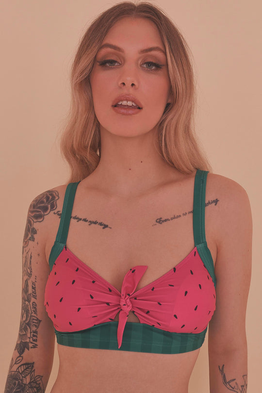 Watermelon Knot Front Bikini Top