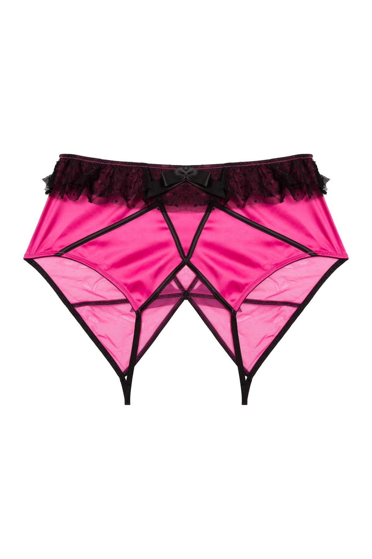 black and pink frilly suspender knickers