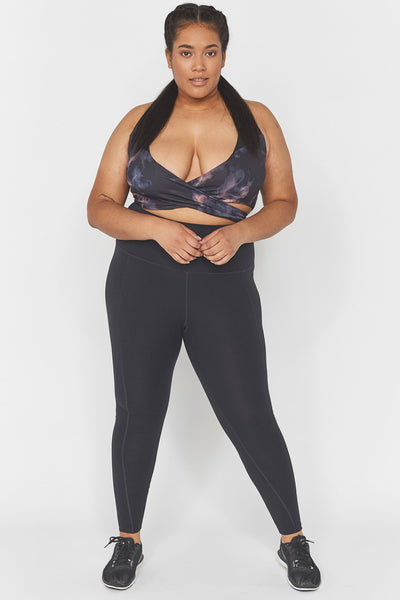 Wolf & Whistle Dark Marble Wrap Front Curve Sports Bra