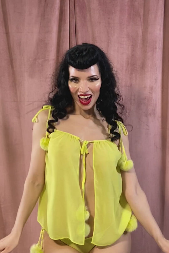 Dolores Pom Pom Chemise Chartreuse