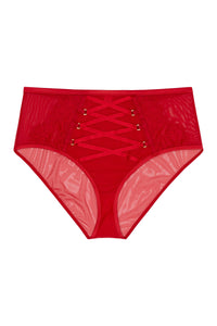 Kylie Red Lace Up High Waist Knicker